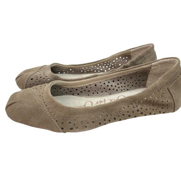 *New Toms Ballet Flats Womens Sz 7.5 Taupe Moroccan Cut Out Slip On Casual Shoes - Picture 6 of 11